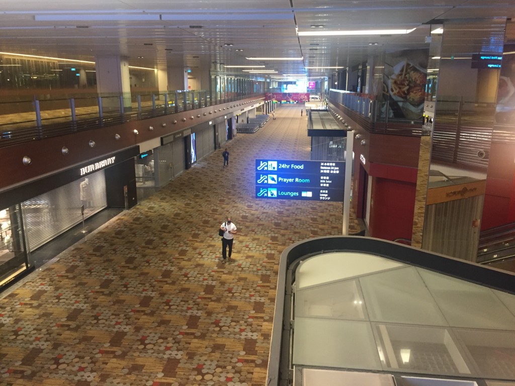 An empty Singapore Changi Airport